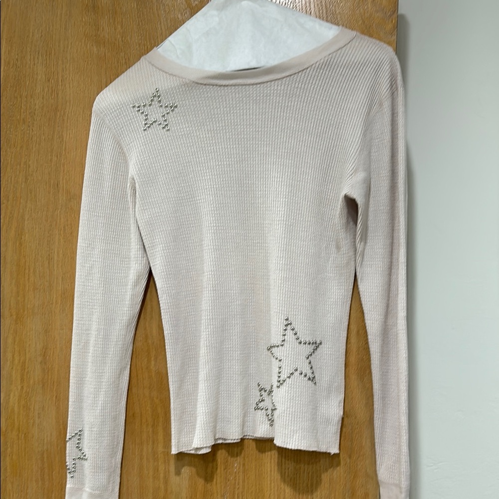 Light pink Long Sleeve Top with Star Accents